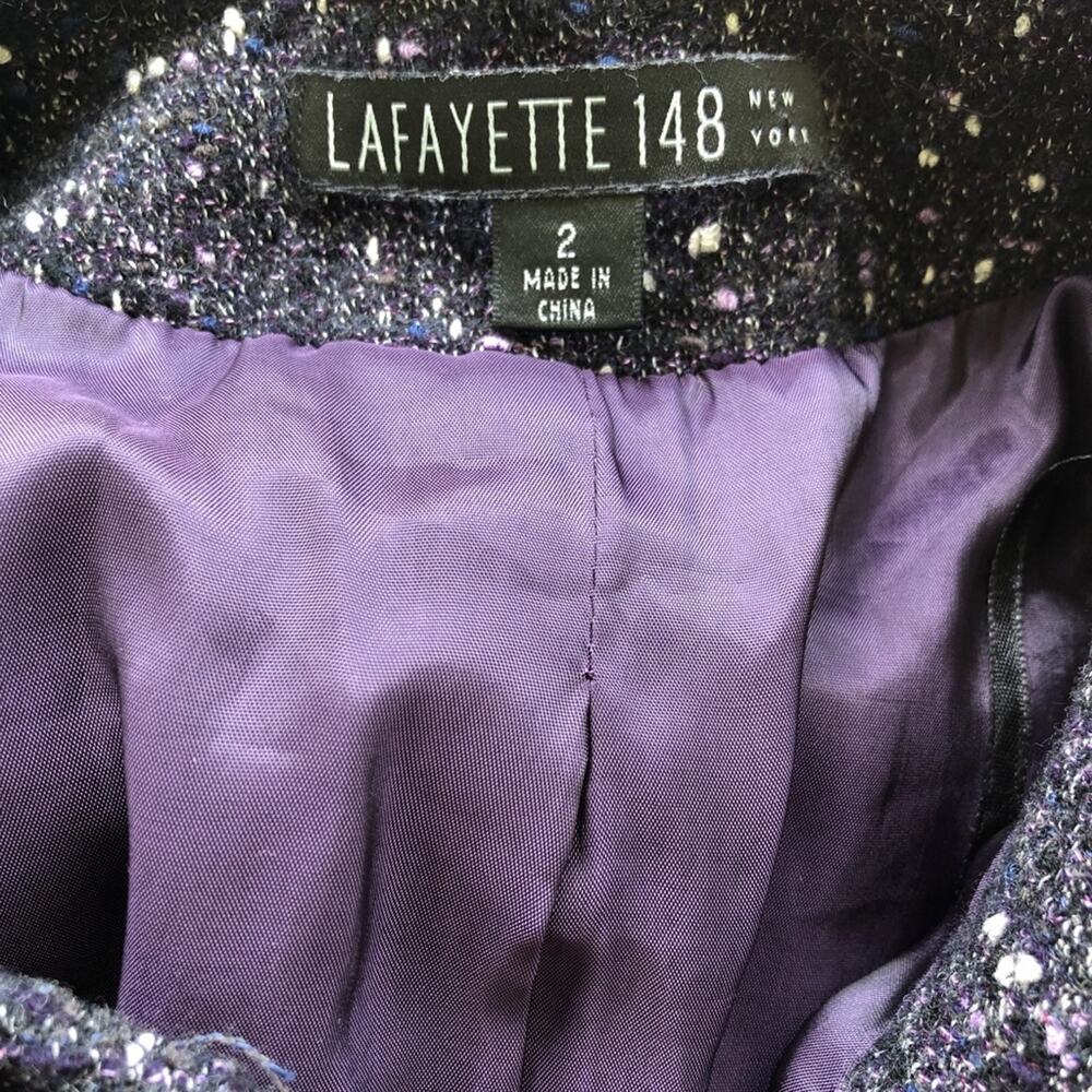 Lafayette 148 New York Women's Purple Wool Tweed Button Front Fitted Blazer sz 2 - Picture 7 of 7